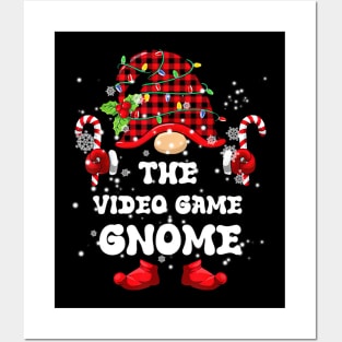 Video Game Gnome Buffalo Plaid Matching Family Christmas Posters and Art